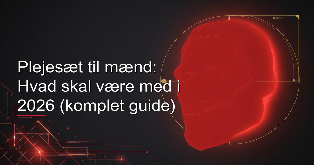 Essentielle plejeprodukter til mænd lagt ud på en badeværelseshylde
