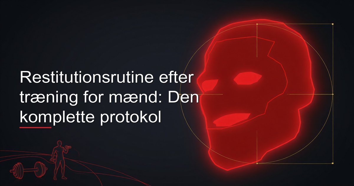 Restitutionsrutine efter træning for mænd: komplet protokol der viser ernæringstiming, søvnoptimering, aktiv restitution, kosttilskudsstack og restitutionstidslinje