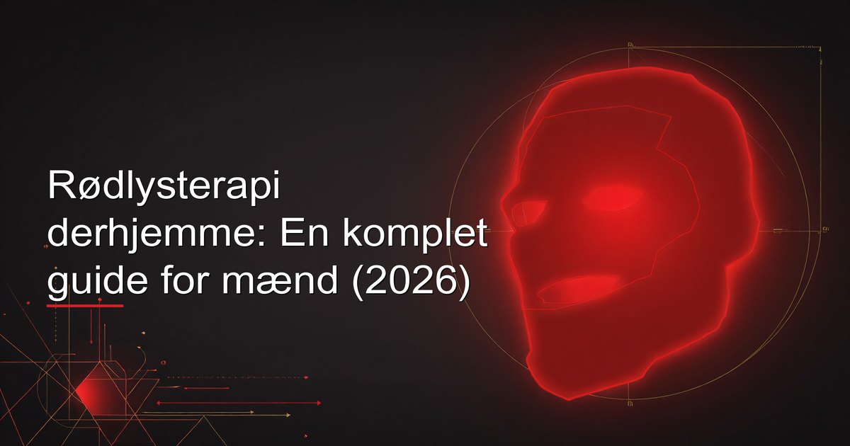 Mand der bruger et rødlysterapi-panel derhjemme som en del af sin hudplejerutine