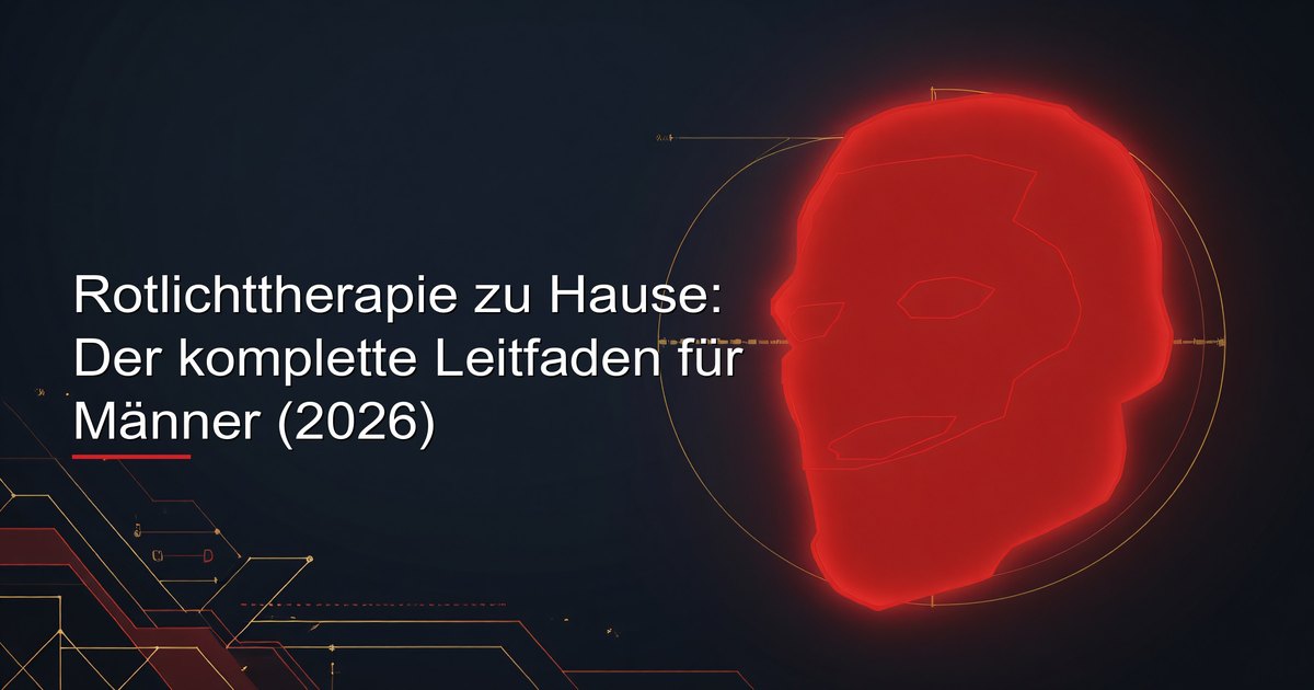 Mann verwendet ein Rotlichttherapie-Panel zu Hause als Teil seiner Hautpflegeroutine