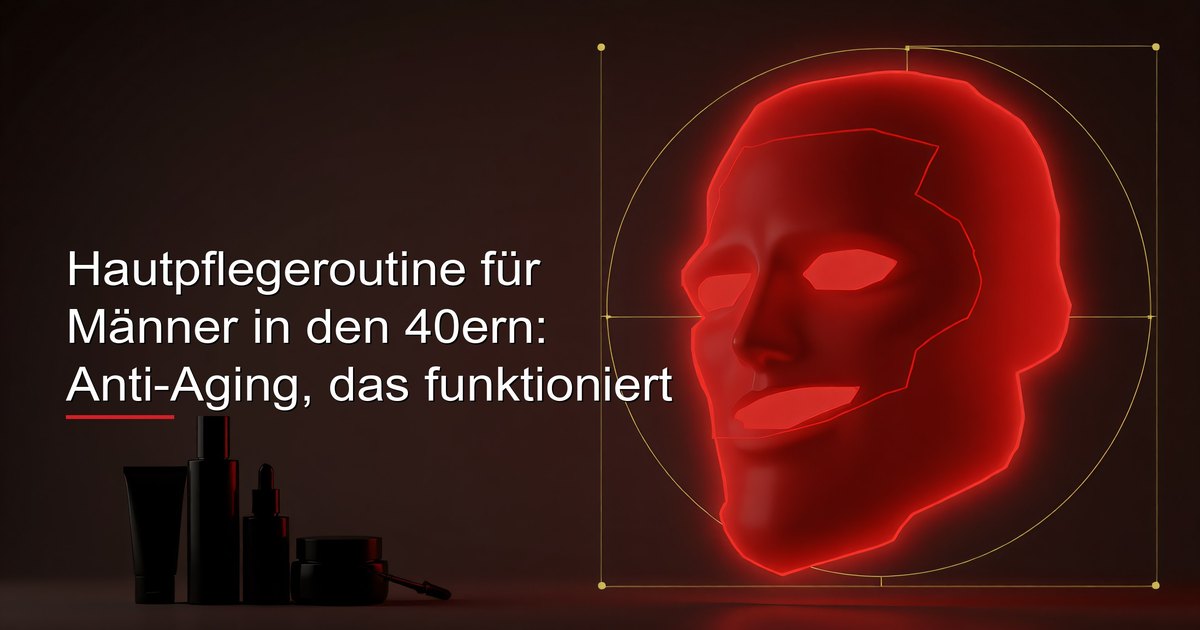 Reifer Mann trägt Anti-Aging-Hautpflegeprodukte am Badezimmerspiegel auf