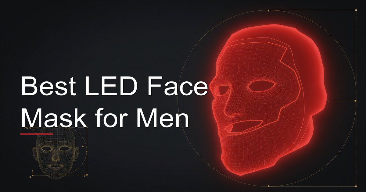 Man wearing an LED light therapy face mask as part of his skincare routine