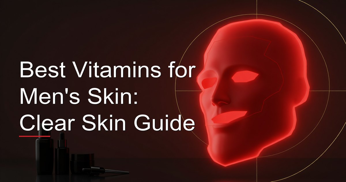 Vitamin-rich foods and supplements illustrating the best vitamins for men's skin health