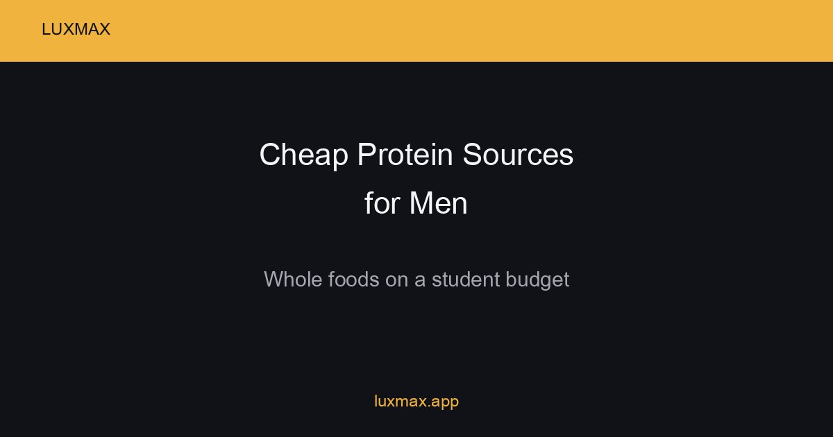 Grundlagen für günstiges Protein: Eier, Thunfisch aus der Dose, Hähnchenschenkel, Linsen, griechischer Joghurt und Tofu auf einer Küchenarbeitsplatte