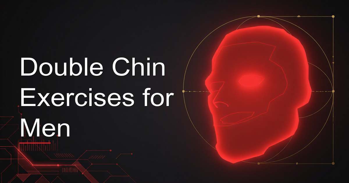 Man performing double chin exercises with visible jawline improvement technique
