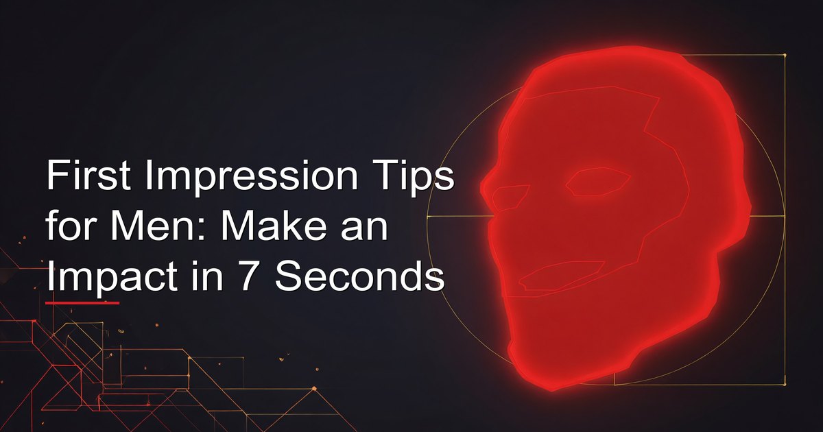 First impression tips for men: the 7-second framework covering grooming, body language, eye contact, voice tone, and conversation starters