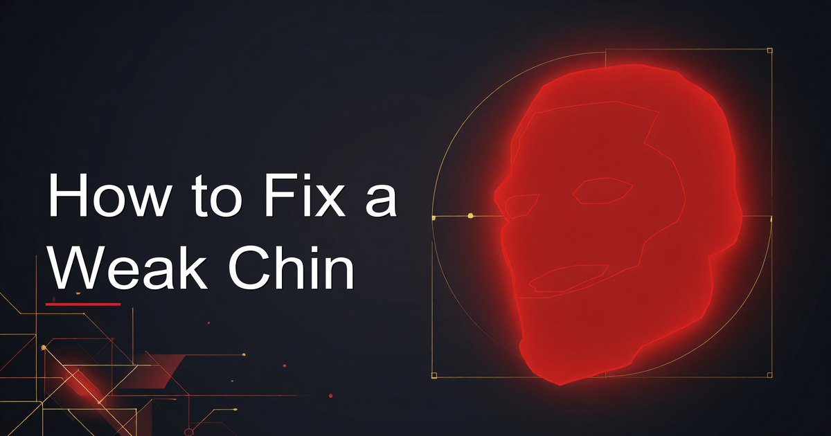 Guide showing how to fix a weak chin for men, covering styling, exercises, fillers, and surgery