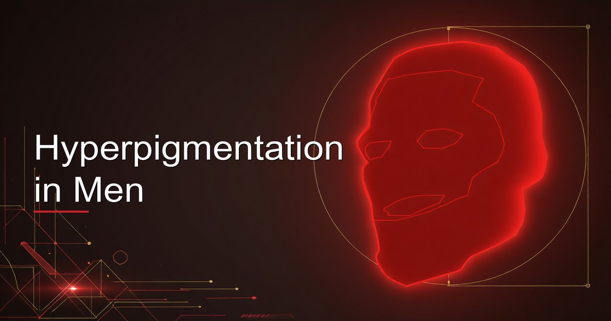 Man examining uneven skin tone and hyperpigmentation on his face