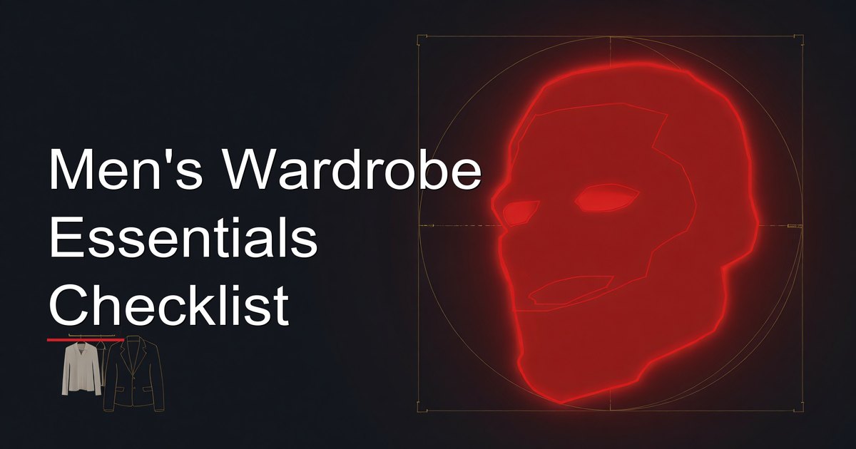 Men's wardrobe essentials checklist: 30 key clothing items organized by priority from foundation to refinement
