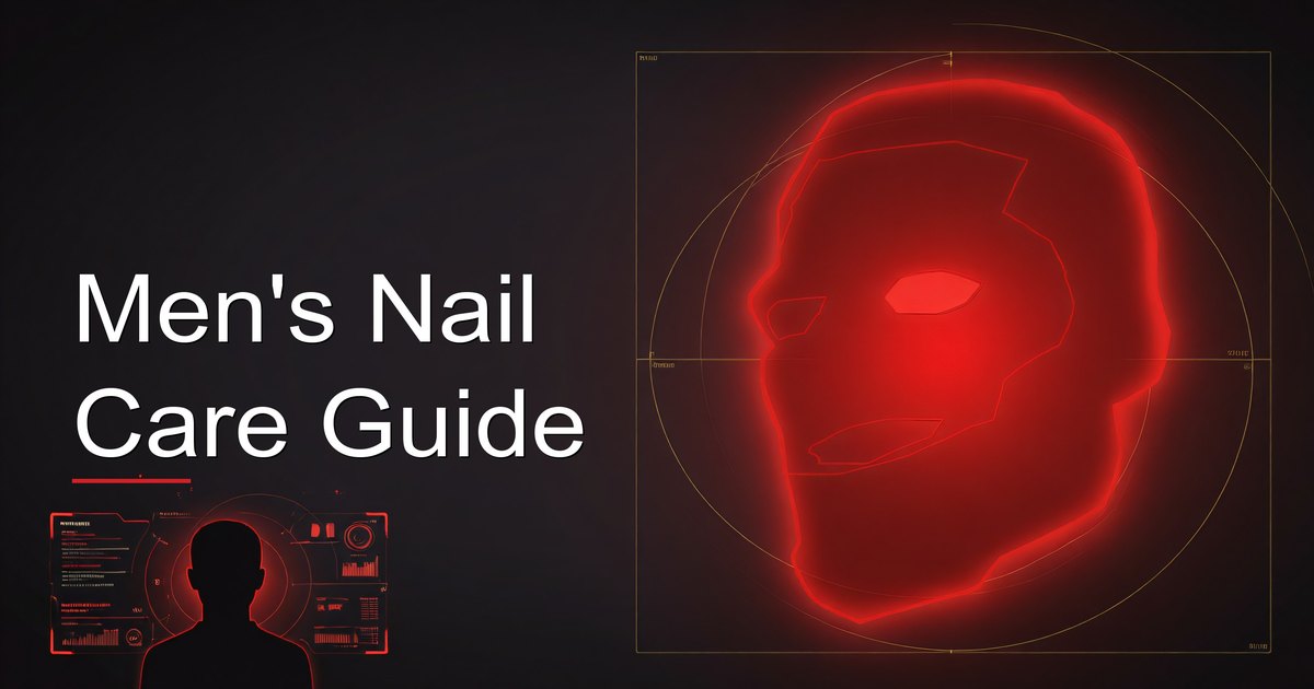 Men's nail grooming tools including clippers, file, and cuticle pusher on a clean surface