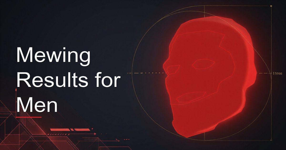 Mewing results for men showing jawline definition and facial symmetry improvements over time