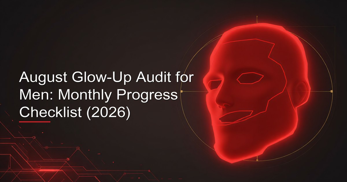 Man reviewing his monthly glow-up progress photos and audit journal