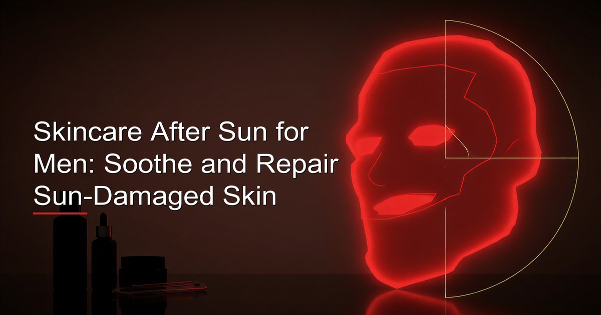 Skincare after sun for men: cooling, soothing, and repairing sun-exposed skin with aloe vera, ceramides, hyaluronic acid, and antioxidants to minimize sun damage