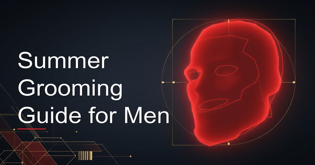 Man adjusting his summer grooming routine with skincare and hair products