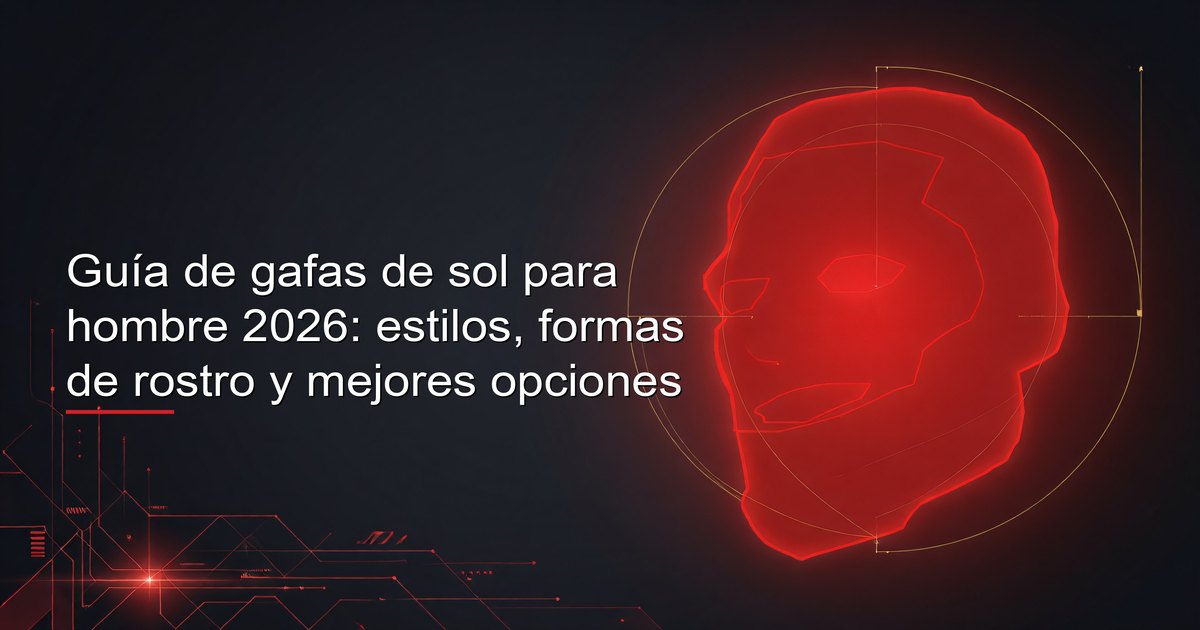 Guía de gafas de sol para hombre 2026 que muestra diferentes estilos de monturas adaptados a las formas del rostro