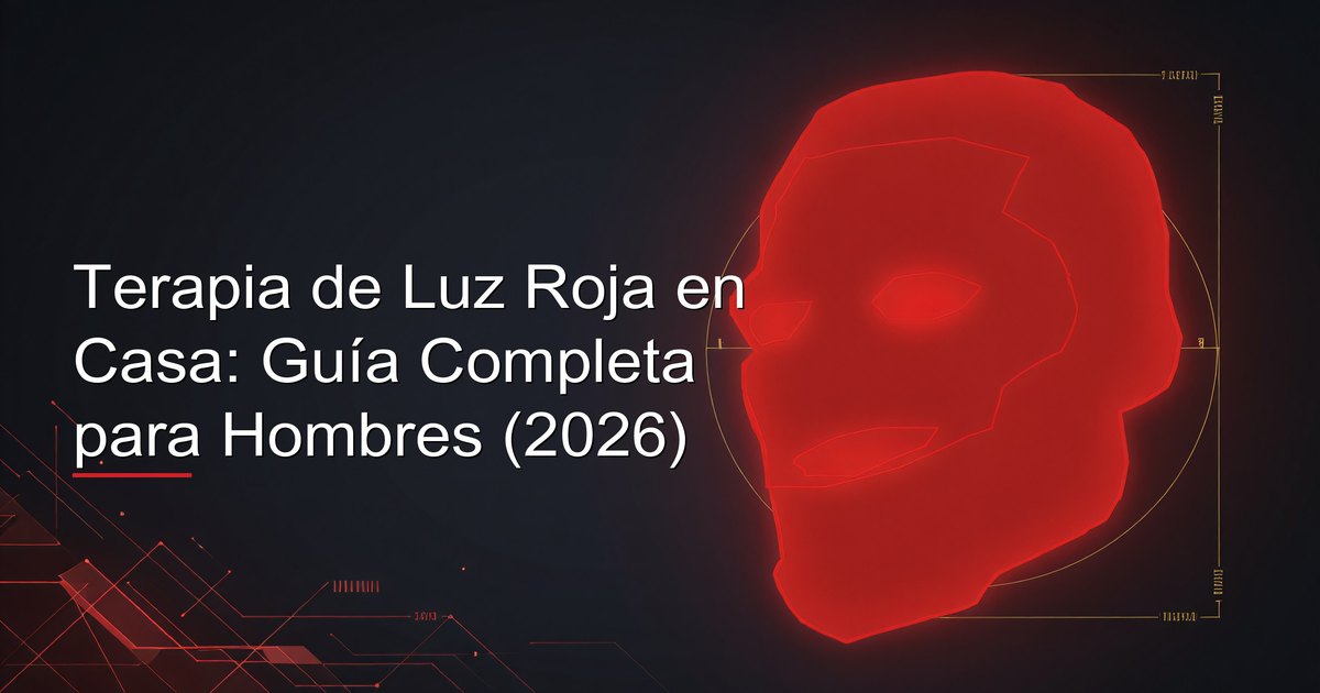 Hombre usando un panel de terapia de luz roja en casa como parte de su rutina de cuidado de la piel