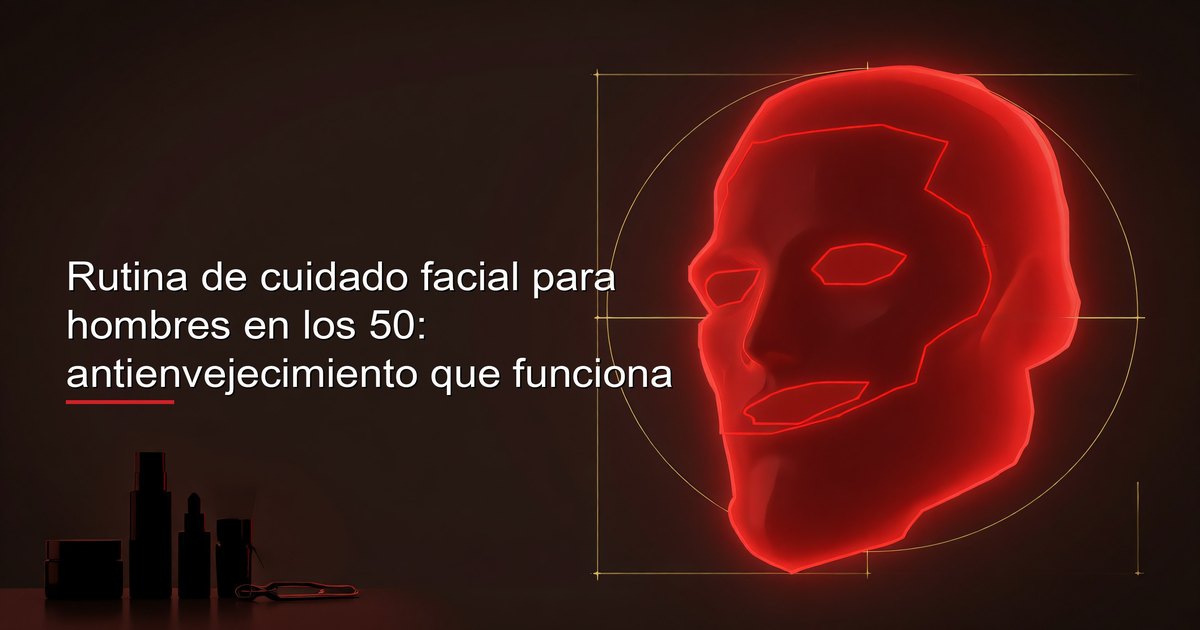 Hombre maduro en sus 50 aplicando productos de cuidado facial antienvejecimiento
