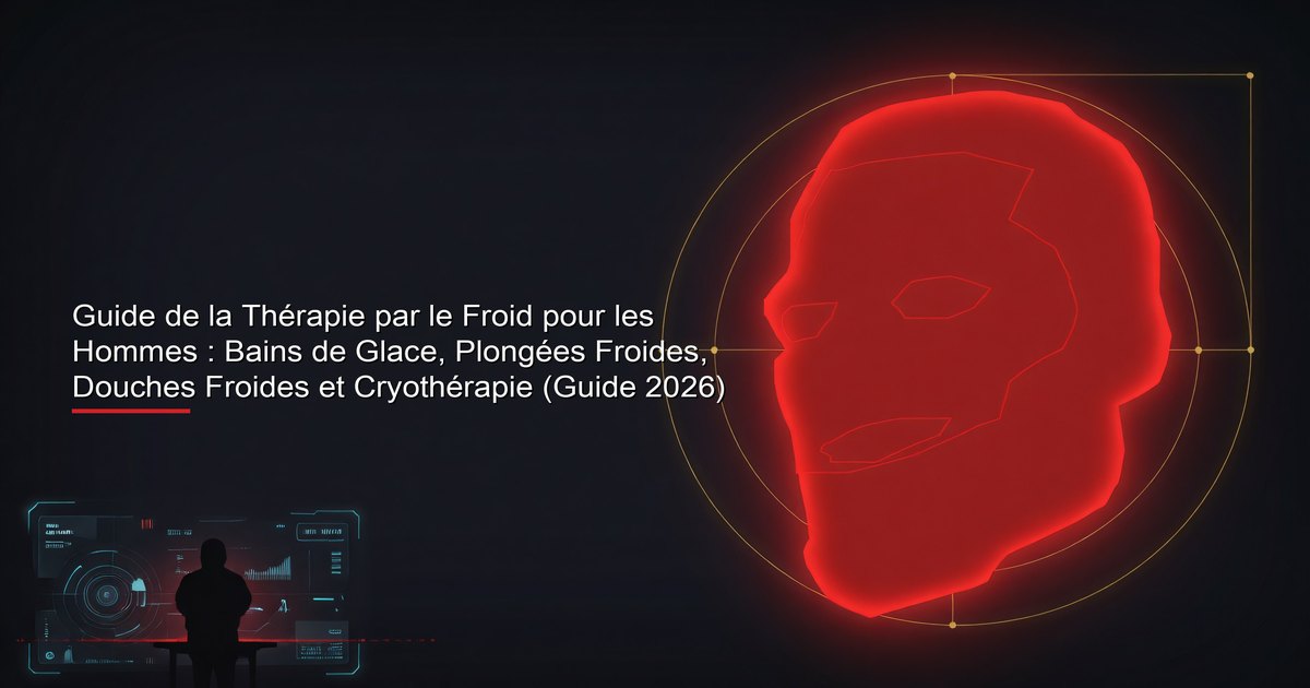 Homme pratiquant la thérapie par le froid — bain de glace, plongée froide et douche froide pour la récupération et la résilience mentale