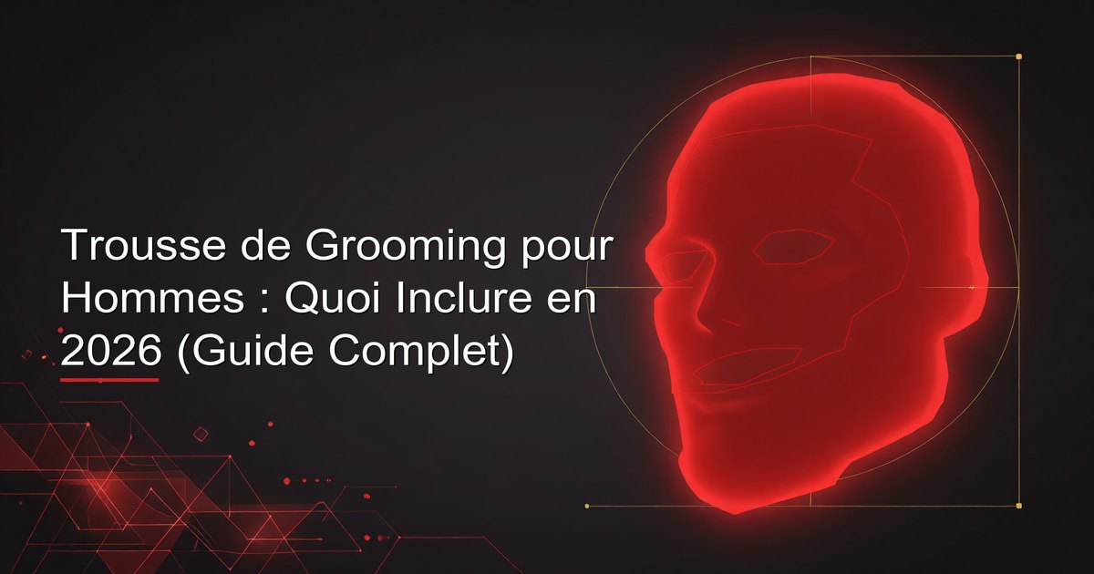 Essentiels d'une trousse de grooming pour hommes disposés sur un comptoir de salle de bain