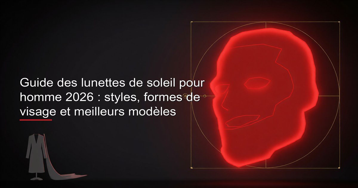 Guide des lunettes de soleil pour homme 2026 montrant différents styles de montures associés aux formes de visage