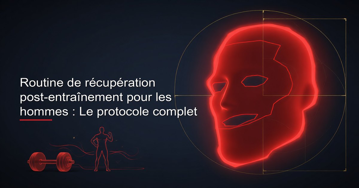 Routine de récupération post-entraînement pour les hommes : protocole complet montrant le timing nutritionnel, l optimisation du sommeil, la récupération active, la stack de suppléments et la chronologie de récupération