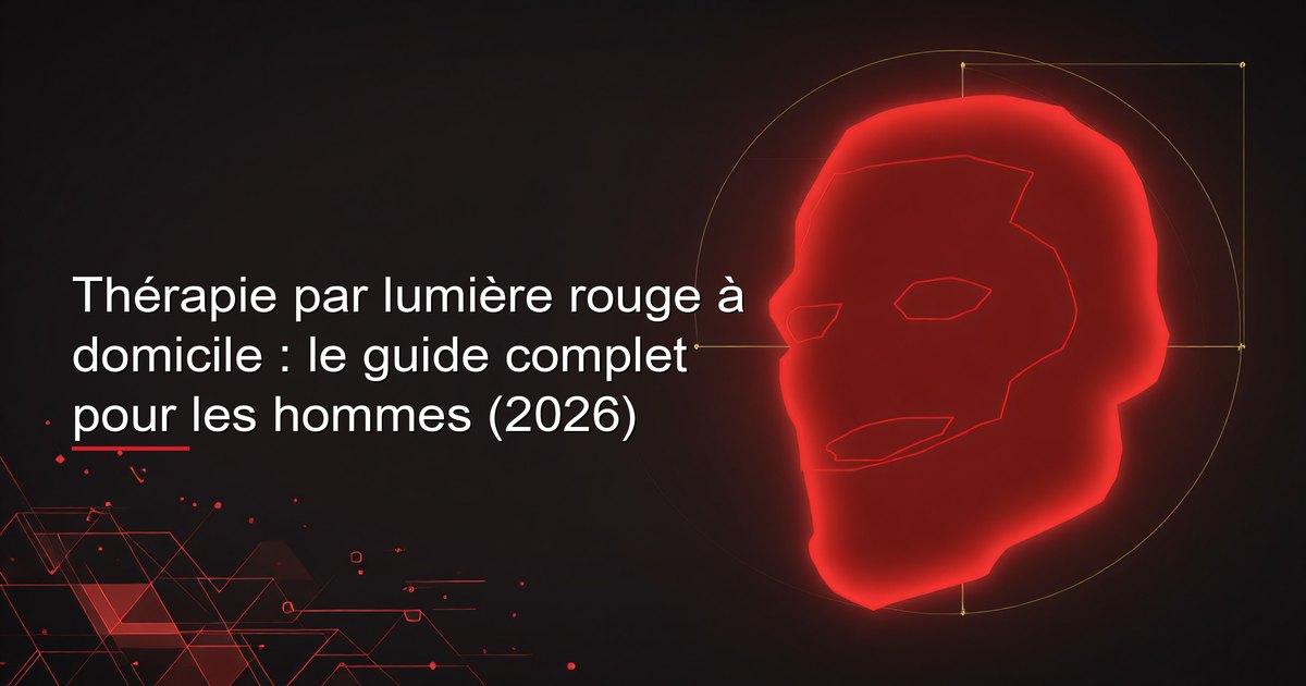 Homme utilisant un panneau de thérapie par lumière rouge à domicile dans le cadre de sa routine de soins