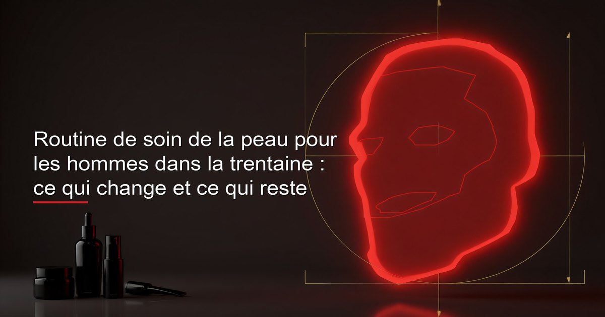 Homme appliquant des produits de soin du visage devant le miroir de la salle de bain