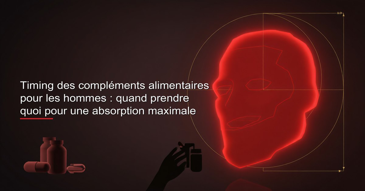 Homme organisant ses compléments alimentaires quotidiens dans des cases matinales et du soir sur un plan de travail de cuisine
