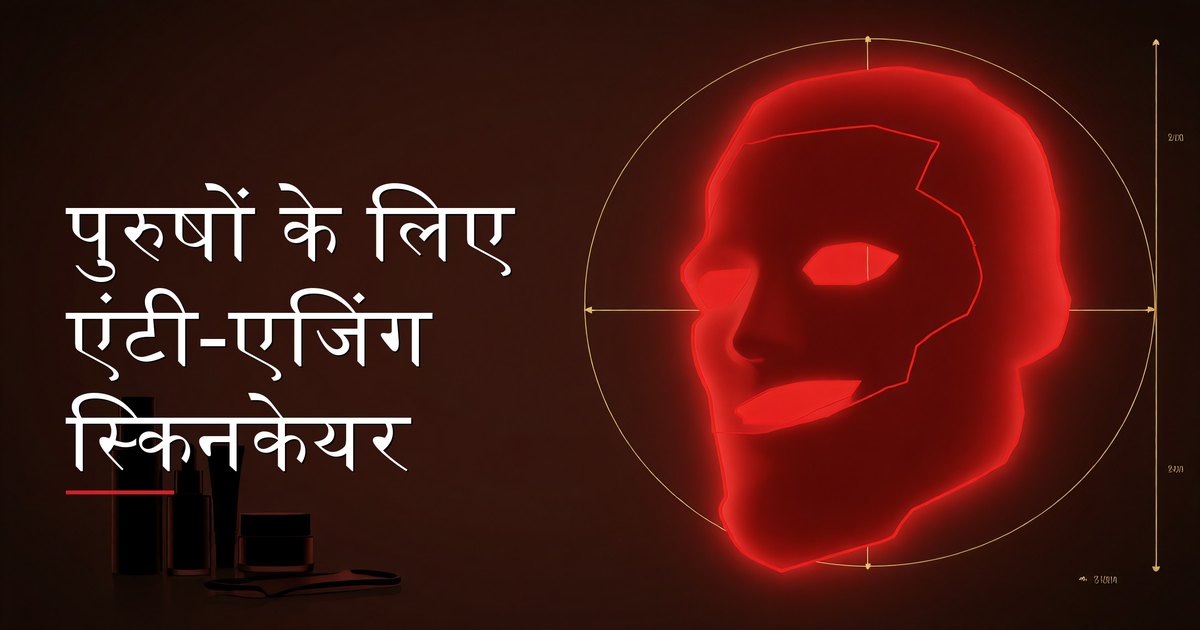 एक पुरुष अपनी त्वचा पर उम्र बढ़ने के संकेतों की जांच करते हुए और एंटी-एजिंग स्किनकेयर उत्पाद चुनते हुए