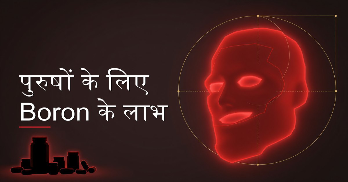 पुरुषों के लिए boron के लाभ दर्शाते हुए boron सप्लीमेंट कैप्सूल और boron-समृद्ध खाद्य पदार्थ