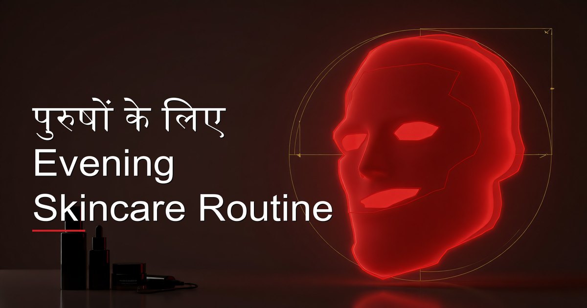 पुरुष सोने से पहले evening skincare routine apply करते हुए