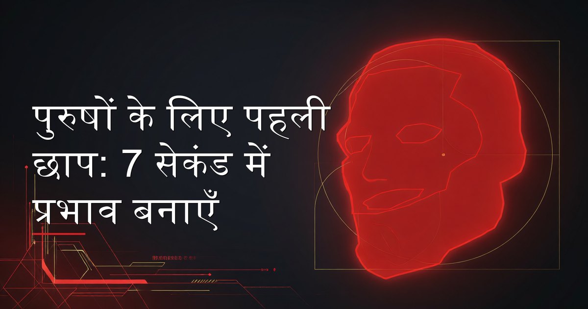 पुरुषों के लिए पहली छाप: 7-सेकंड ढाँचा जो ग्रूमिंग, बॉडी लैंग्वेज, आई कांटैक्ट, आवाज़ का स्वर, और कन्वर्सेशन स्टार्टर को कवर करता है