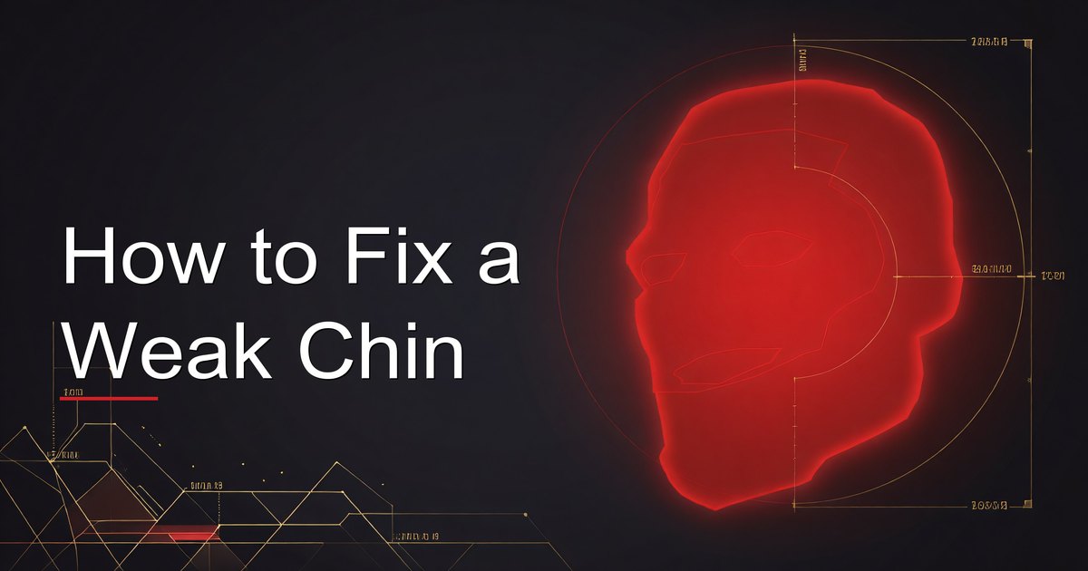 Guide showing how to fix a weak chin for men, covering styling, exercises, fillers, and surgery