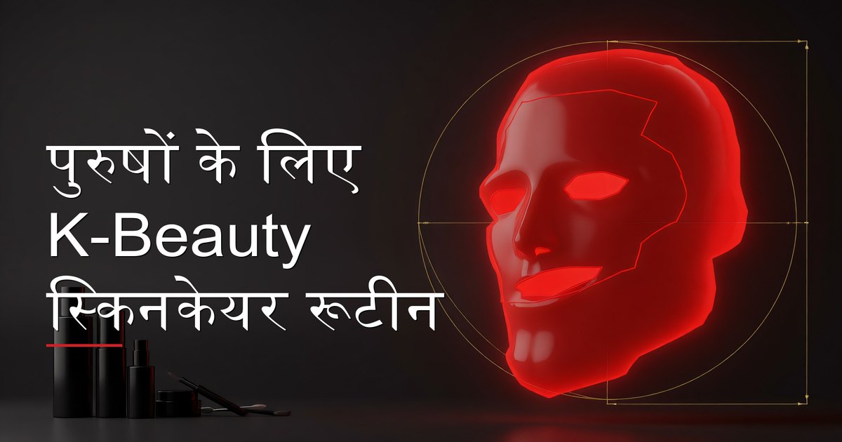एक पुरुष कई कोरियन स्किनकेयर उत्पादों के साथ K-beauty स्किनकेयर रूटीन का पालन करते हुए
