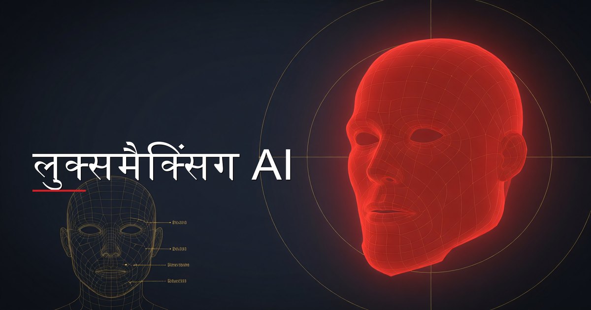 फोन पर लुक्समैक्सिंग AI चेहरा विश्लेषण टूल का उपयोग करते हुए व्यक्ति