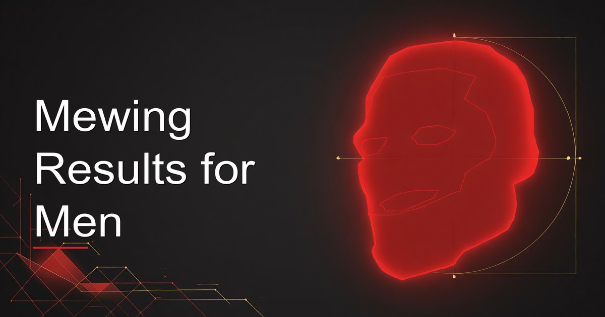 Mewing results for men showing jawline definition and facial symmetry improvements over time