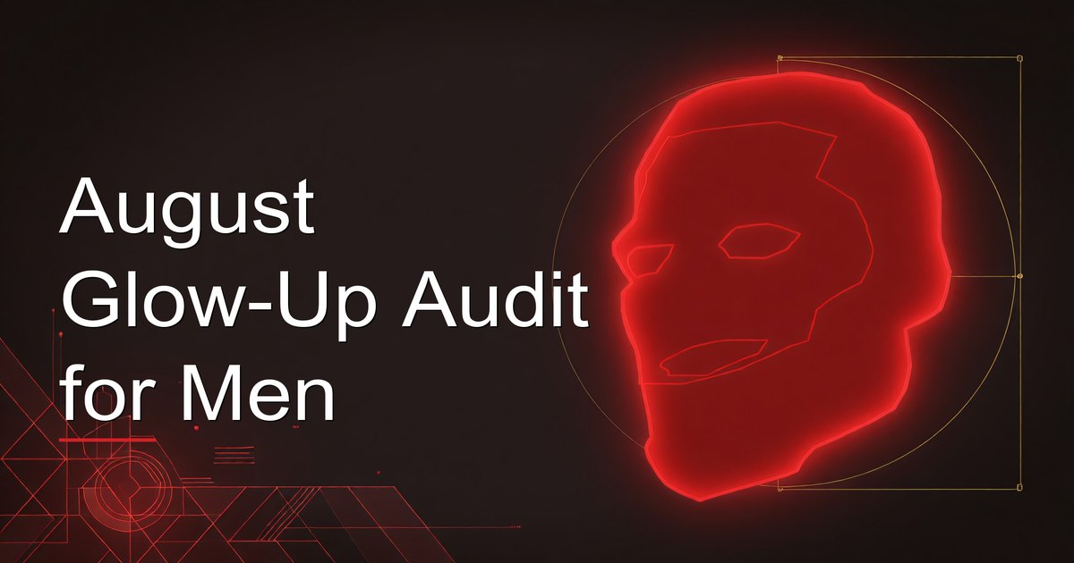 अपनी मासिक glow-up प्रगति फोटो और audit जर्नल देखता पुरुष