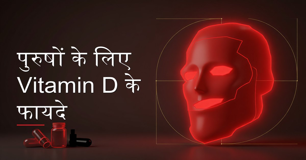 Vitamin D सप्लीमेंट कैप्सूल और सूरज की रोशनी जो पुरुषों के लिए vitamin D के फायदे दर्शाती है