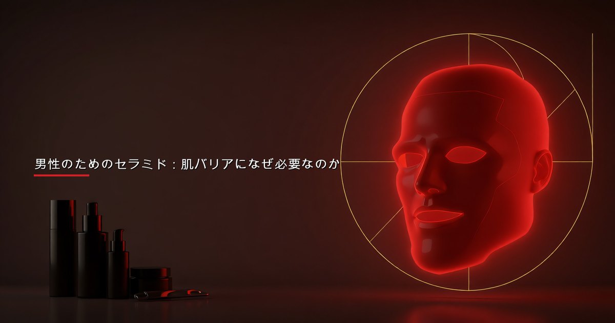 スキンケアのルーティンの一環としてセラミド保湿クリームを塗る男性