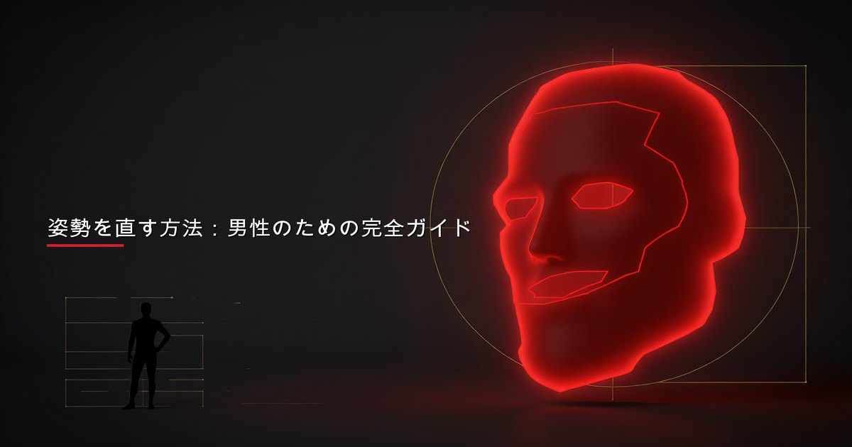 巻き肩とストレートネックを改善する正しい姿勢矯正エクササイズを実演する男性