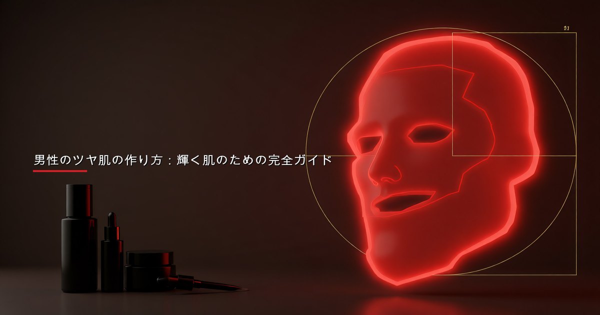 朝のスキンケアルーティンを終え、鏡を見ながら健康的なツヤ肌の男性