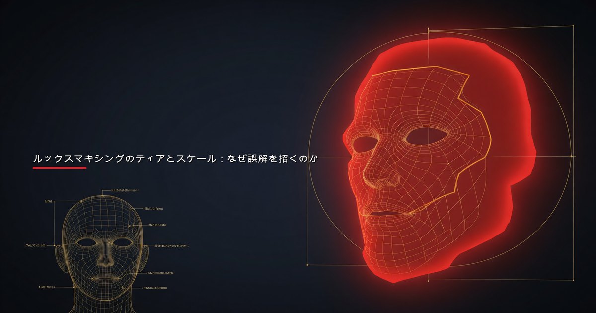 画面上のルックスマキシングティアチャートを見る人物