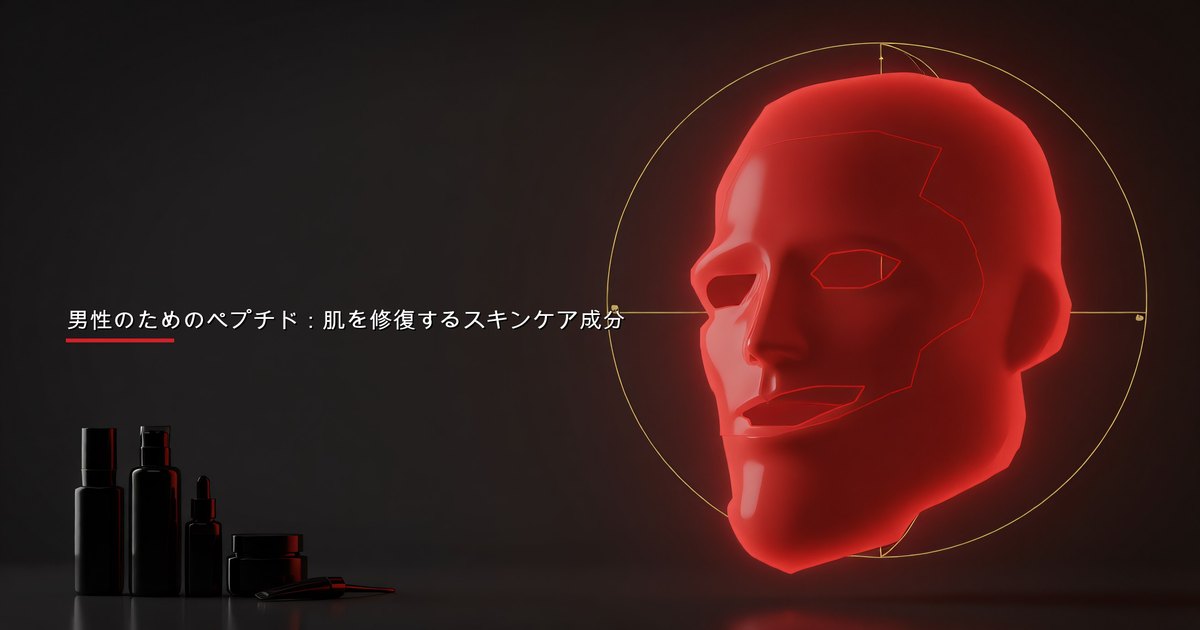 スキンケアルーティンの一部としてペプチドセラムを塗る男性