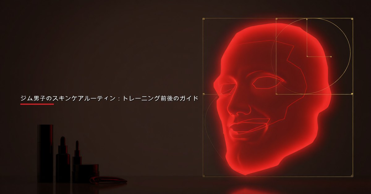 ジムでトレーニング前後のスキンケアルーティン製品を持つ男性