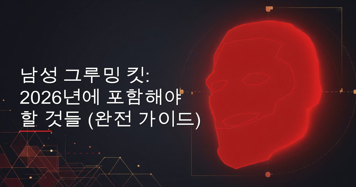 욕실 선반에 펼쳐진 남성 그루밍 킷 필수품