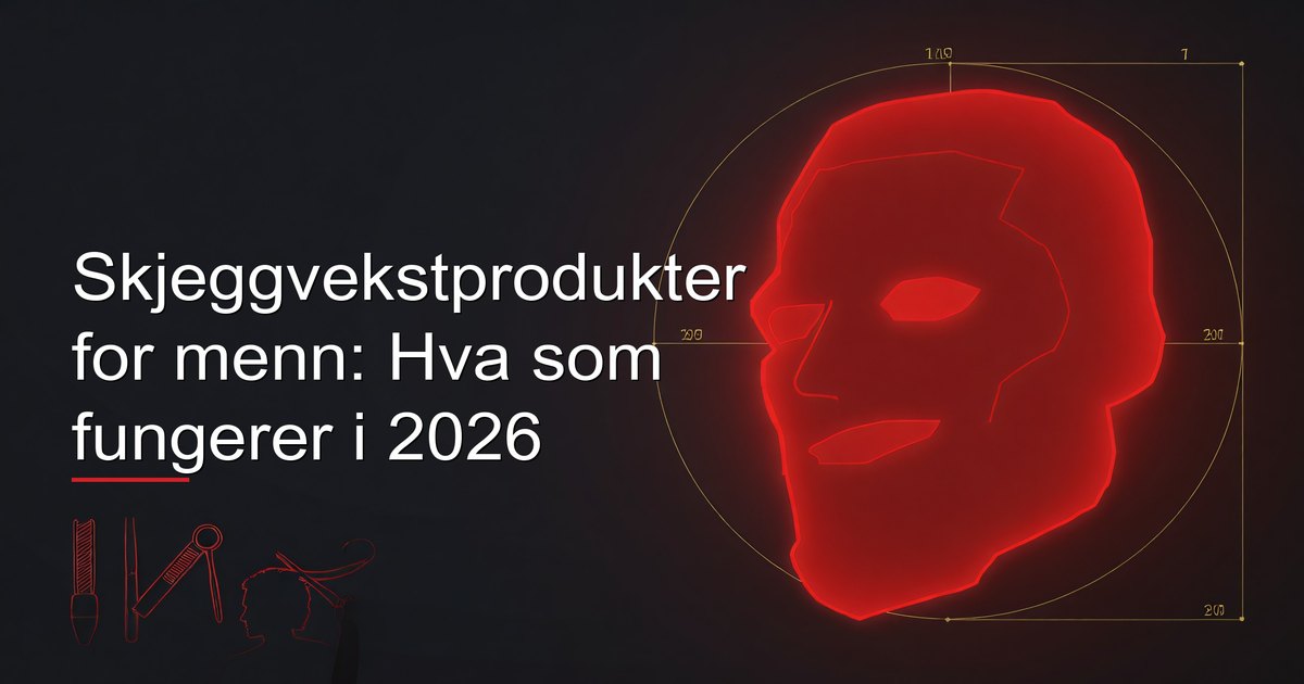 Mann undersøker skjeggvekstprodukter inkludert oljer, serumer og en dermaroller