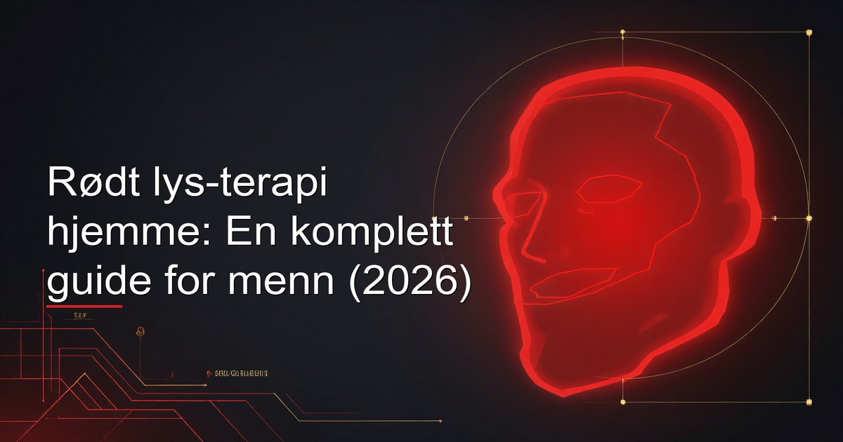 Mann bruker et panel for rødt lys-terapi hjemme som en del av hudpleierutinen sin