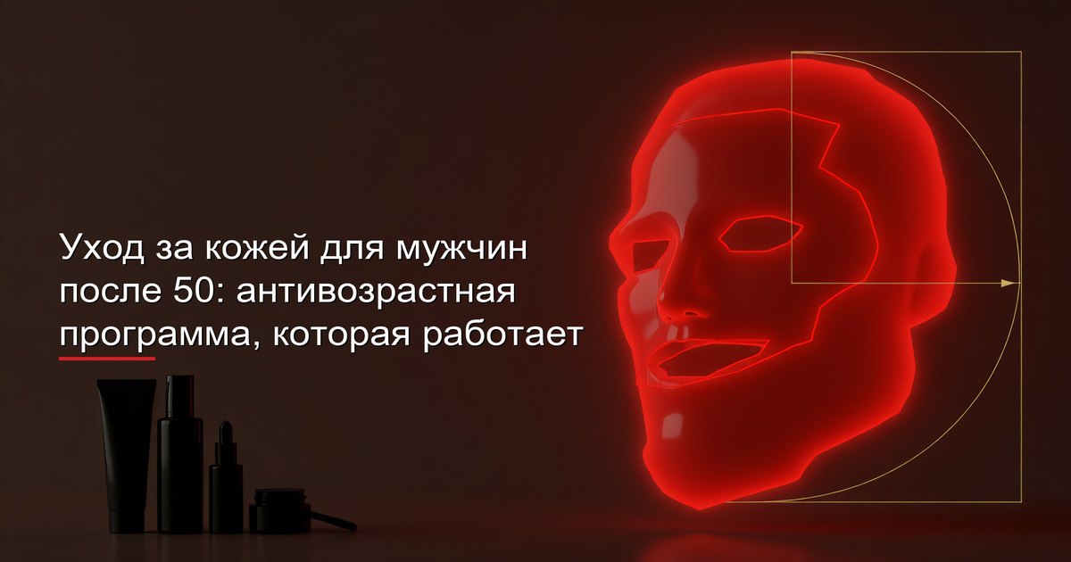 Зрелый мужчина после 50 наносит антивозрастные средства для ухода за кожей