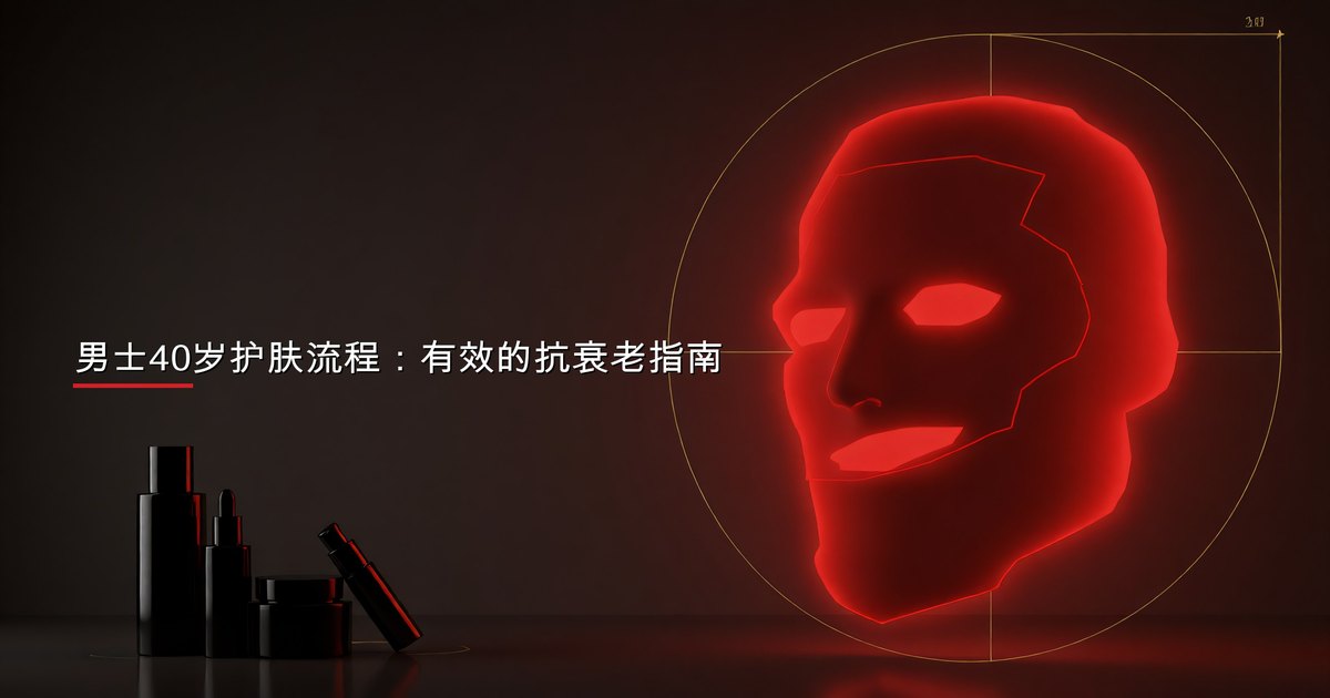 成熟男性在浴室镜子前涂抹抗衰老护肤品