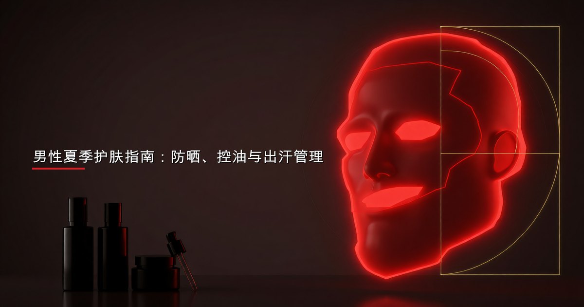 男性使用防晒霜和清爽保湿霜等夏季护肤品